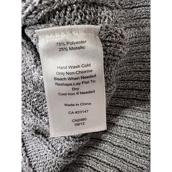 Talbots Womens Silver Cable Knit Button Front Long Sleeve Cardigan Sweater XL - Picture 6 of 7